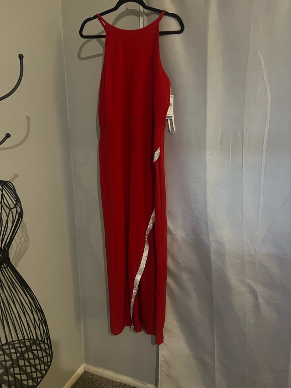BCX Red Prom Dress with Silver Sequin Accent